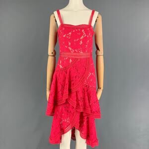 ALICE + OLIVIA Size 0 Raspberry Cotton Nylon Lace A-Line Dress